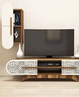 TV stěna / Sestava pod TV Defne - Walnut, Cream
