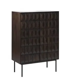 Estila Barová skříňka Dopio, tmavý dub, 3D reliéf, 130 cm