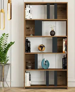 Knihovna Lima Anthracite and Walnut