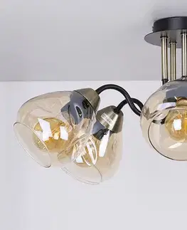 Stropní lampa černá/zlatá kouřová 5xE27 Unica