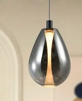 Lampa wisząca Denso 30 szklana czarna nad stół klosz dymiony pojedyncza