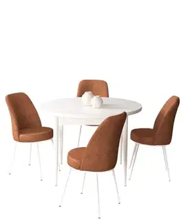 Dining Table & Chairs Set (5 Pieces) Tor - White, Tile Red