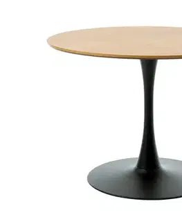 Estila Jídelní stůl Holstebro, dub/černý kov, Ø 100 cm