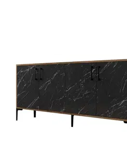 Konzolový stolek Kiev - Walnut, Black Marble