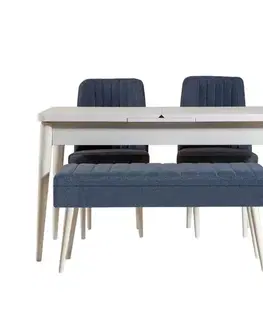 Jídelní set s rozkládacím stolem a židlemi (4 kusy) Vina 1048 - 3 - White, Dark Blue