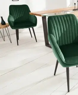Estila Retro stylové křeslo Null 84cm zelené s područkami