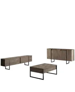 Living Room Furniture Set Luxe - Walnut, Black
