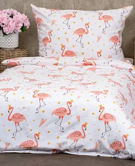 4Home Dětské bavlněné povlečení Flamingo, 140 x 200 cm, 70 x 90 cm