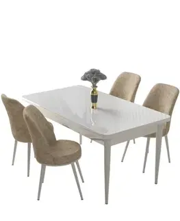 Dining Table & Chairs Set (5 Pieces) Nil - White, Cream