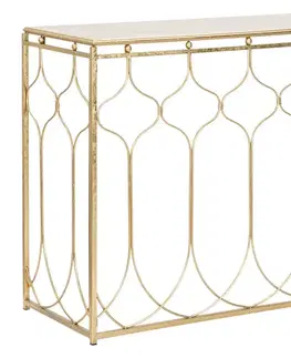 Estila Art deco obdélníkový konzolový stolek Elhar s orientálním vzorem a kovovou zlatou konstrukcí 120 cm