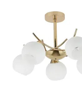 AMOS Zlatá závěsná lampa 5x40W E27 bílé stínidlo