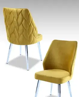 Sada židlí (2 kusy) Pufi - Yellow, Chrome