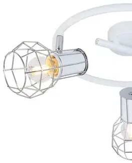 Spirálová stropní lampa s bílým drátěným stínidlem 3x40W Sancho