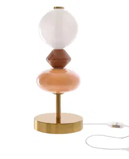 FLORES lampka stołowa mosiężny+brązowy 10W LED 3000K klosz biały
