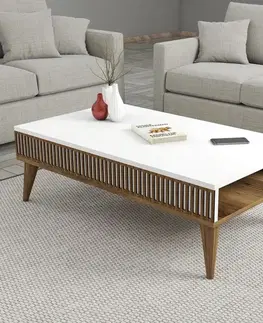Konferenční stolek Milan - Walnut, White
