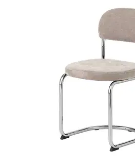 Estila Jídelní židle Kromo, světle béžová žinylka, chrom