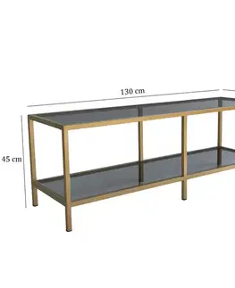 TV stolek Basic - Dark Grey, Gold
