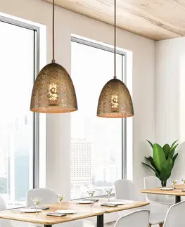 Závěsná stropní lampa sfinga kužel e27 prolamovaná patina