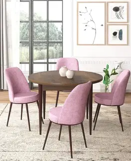 Dining Table & Chairs Set (5 Pieces) Tor - Baroque, Pink