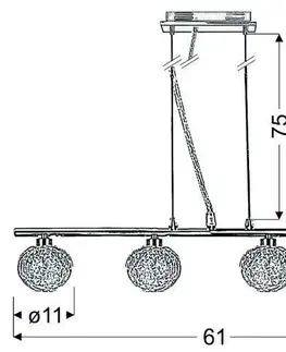 Závěsná lampa s chromovaným skleněným stínidlem a opleteným 4x40W koule