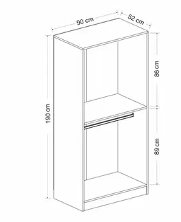 Šatní skříň Kale Glass Anthracite - 190