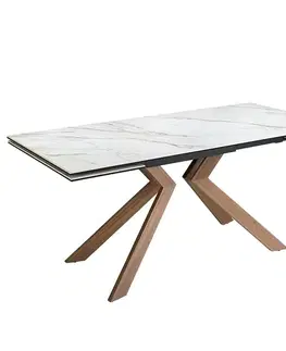 Estila Luxusní moderní rozkládací jídelní stůl Vita Naturale s designovýma nohama a bílou mramorovou deskou 180 - 220 - 260 cm