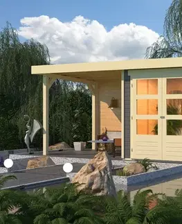Dřevěný zahradní domek KERKO 3 s přístavkem 240 Lanitplast