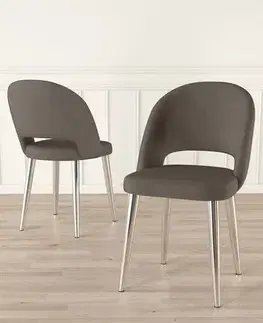 Sada židlí (4 kusy) Pane - Cappuccino, Chrome