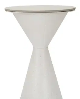 Estila Minimalistický designový kulatý bílý příruční stolek Edal s kuželovou nohou s mramorovým vzhledem 63 cm