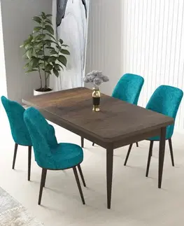 Dining Table & Chairs Set (5 Pieces) Nil - Baroque, Turquoise
