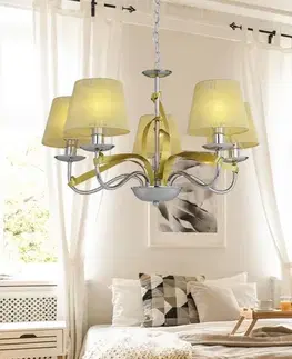 Závěsná lampa chrom / zlatá stuha 5xE14 DIVA