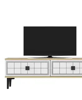 TV stolek Yuka 120 - Sapphire Oak, White