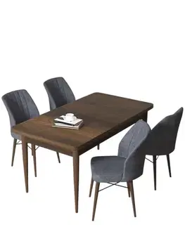 Dining Table & Chairs Set (5 Pieces) Arp - Baroque, Fume