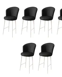 Bar Stool Set (6 Pieces) Fora - Black, White