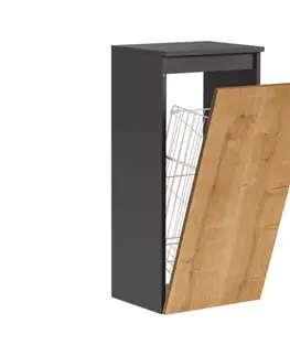 ArtCom Závěsná skříňka do koupelny s košem MONAKO Grey Oak 811