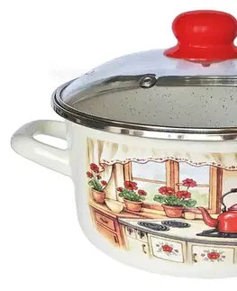 PROHOME - Rendlík smalt se skleněnou poklicí 16cm, 1,5L Rustika