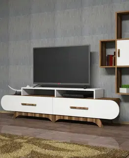 Televizní stolek se skříňkou Flora S White and Walnut
