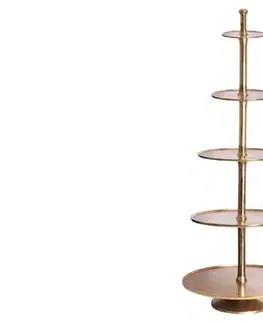 Estila Luxusní kulatý etažér Amelié s pěti úrovněmi v art deco stylu ve zlaté barvě 149 cm