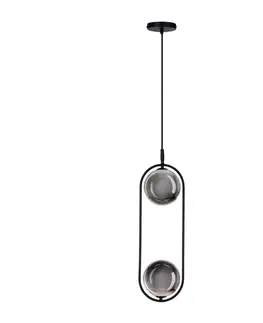 Elegantní závěsná lampa CORDEL - černá s grafitovými kuličkami - minimalistické osvětlení obývacího pokoje 2x G9 LED