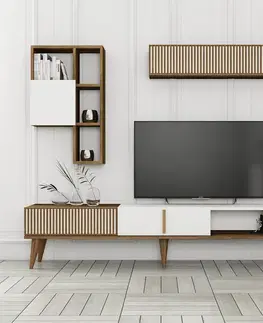 Televizní stěna Milen Walnut and White