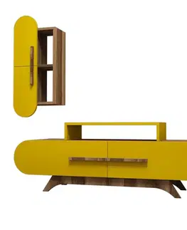 TV stěna / Sestava pod TV Rose S - Walnut, Yellow