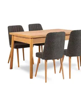 Jídelní set s rozkládacím stolem a židlemi (6 kusů) Santiago Atlantic Anthracite