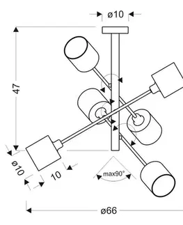 Závěsná stropní lampa v saténově niklové barvě, 6x40W, Sax