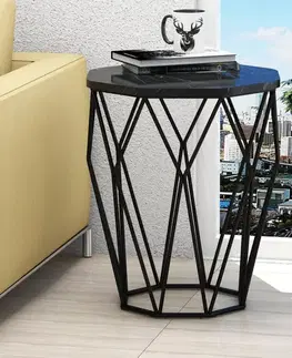 Odkládací stolek / Příruční stolek Sofya - Black Marble