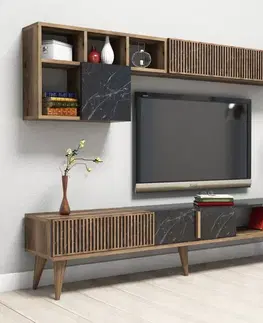 TV stěna / Sestava pod TV Milan - Walnut, Black