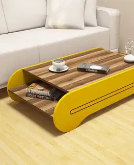 Konferenční stolek Cool - Walnut, Yellow