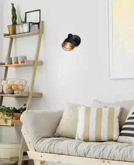 Nástěnná lampa s černým měděným stínidlem, E14 40W Neria
