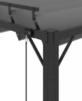 Pergola s lamelovou střechou 3 x 4 m hliník / látka Dekorhome