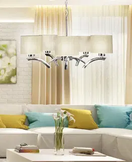 Závěsná lampa chrom + krémové stínidlo 5x60W lustr Draga