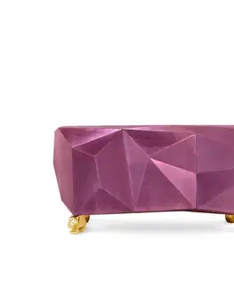 Estila Luxusní ametystově fialová art-deco komoda z masivního dřeva zdobená zlatými listy Diamond | Amethyst